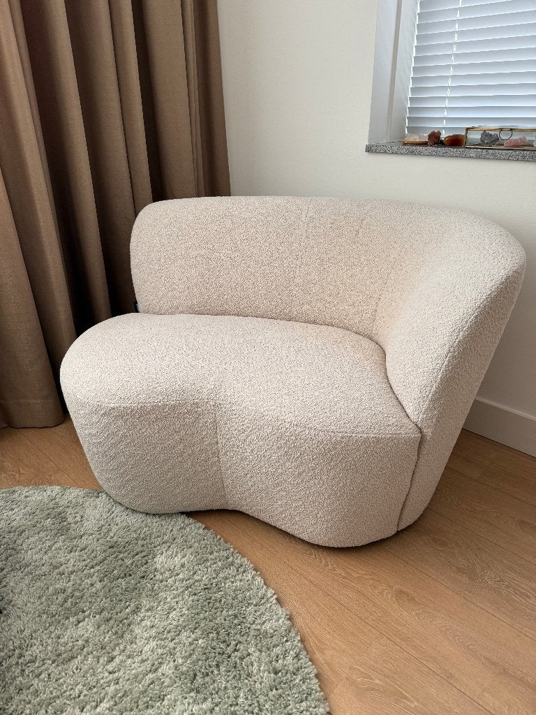 Fauteuil Woood Stone crème organische vorm, Ophalen, 75 tot 100 cm, Zo goed als nieuw, 75 tot 100 cm