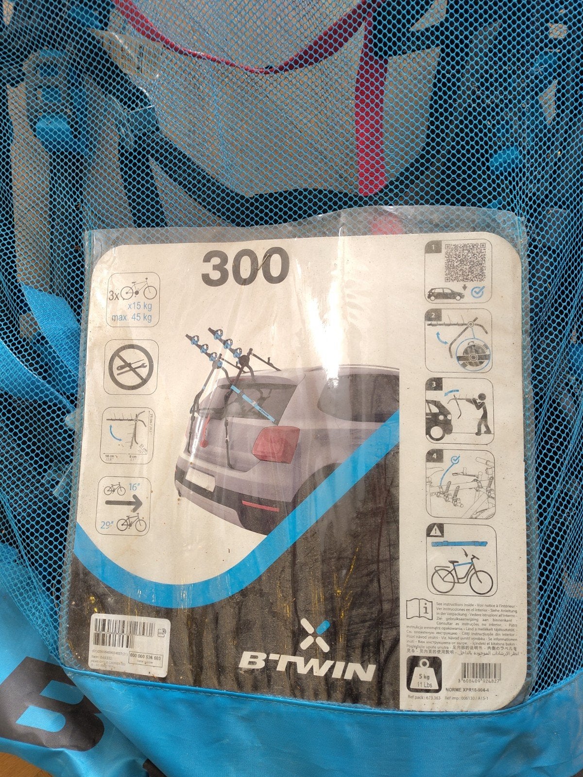 B'Twin 300 Achterklep Fietsendrager voor 3 fietsen, Ophalen, Achterklepdrager