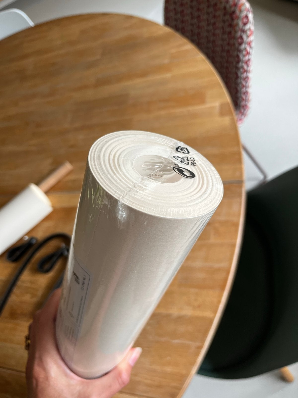 Wandhouder tekenrol hout met leer incl. 2 rollen papier, Ophalen of Verzenden, Zo goed als nieuw