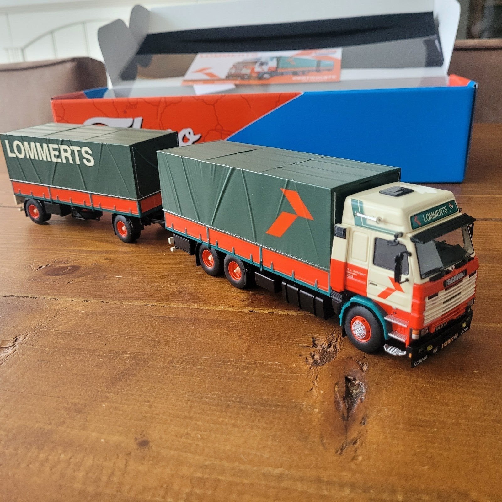 Tekno Scania Lommerts vrachtwagen met aanhanger, Hobby en Vrije tijd, Ophalen of Verzenden, Zo goed als nieuw, Bus of Vrachtwagen