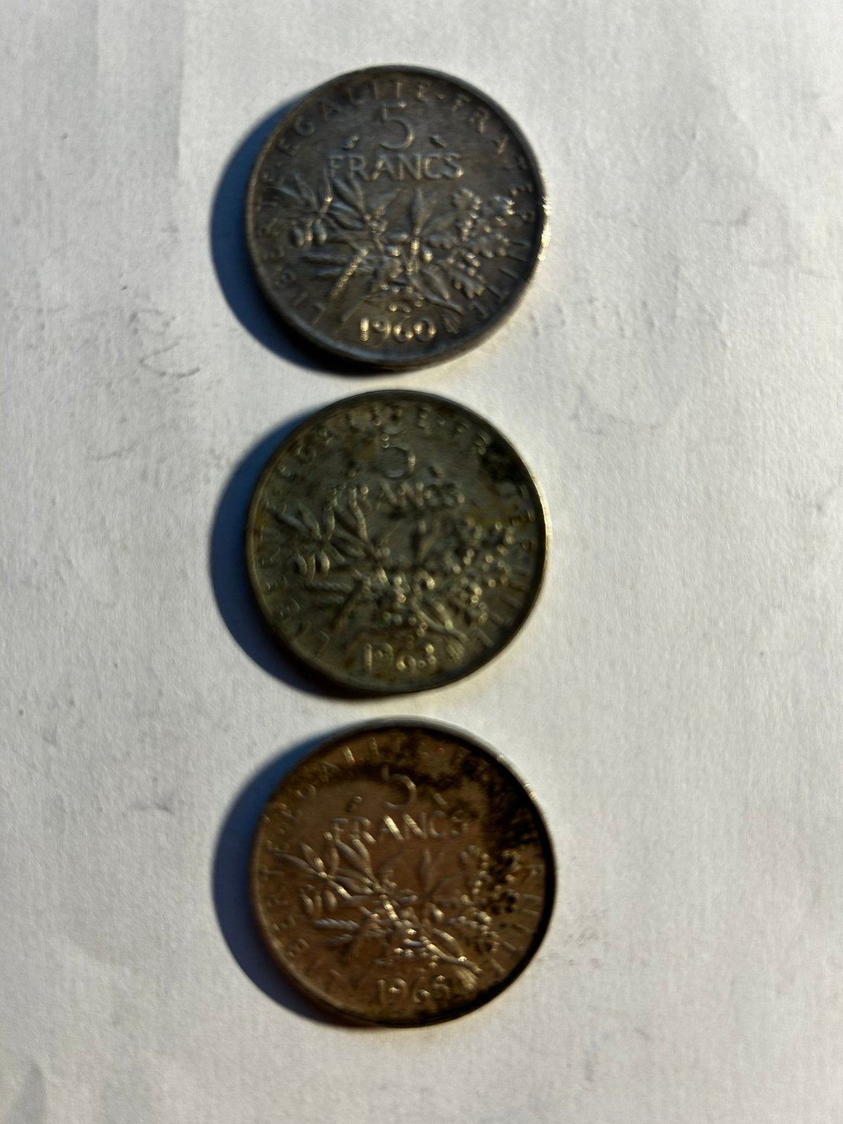 3x Zilveren 5 Francs Frankrijk | Semeuse 1960 1963 1965, Ophalen of Verzenden, Frankrijk, Setje, Zilver