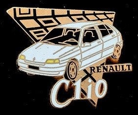 Renault Clio pin- wit emaille, Verzamelen, Verzenden, Nieuw, Transport, Speldje of Pin