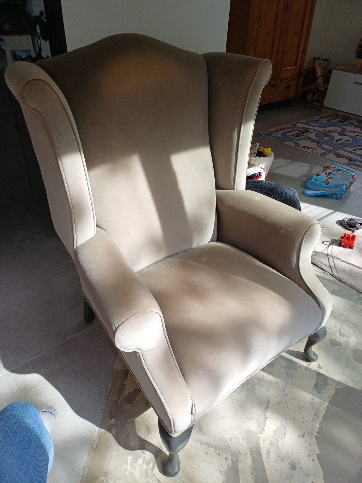 2 oorfauteuils beige/zand, Huis en Inrichting, Ophalen, Gebruikt