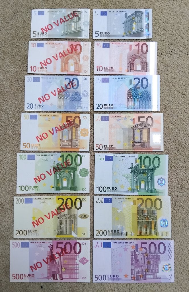 Euro biljetten test set voor visueel beperkte mensen UNC, Ophalen of Verzenden, Overige landen, Setje