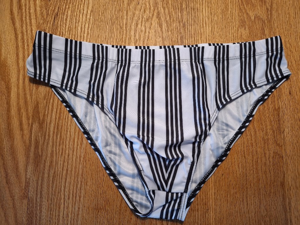 Zwemslip zwart-wit gestreept, Kleding | Heren, Badmode en Zwemkleding, Verzenden, Zwart, Overige maten, Swim