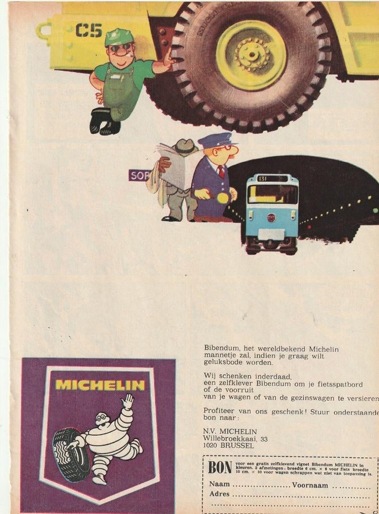 Retro reclame 1971 Michelin Bibendum mannetje stickers, Verzenden, Overige typen