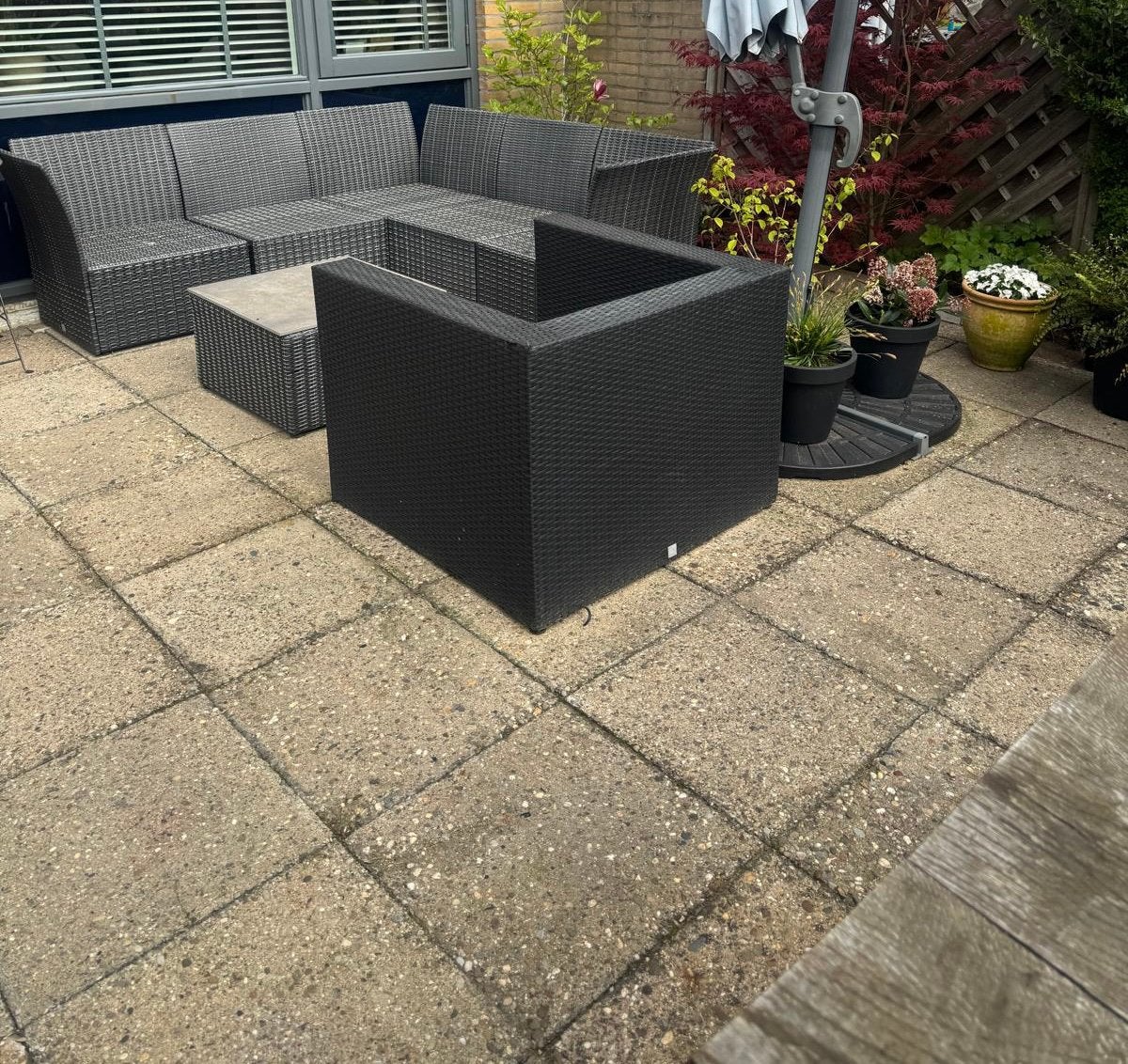 Tuinset grijs, Ophalen, Kunststof, Rond, Zo goed als nieuw