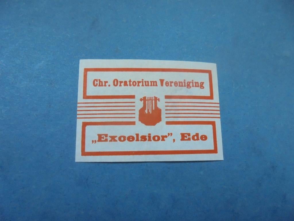 Oud lucifermerk Chr. Oratorium Vereniging EXCELSIOR in EDE, Ophalen of Verzenden, Zo goed als nieuw, Luciferdoosjes of -merken