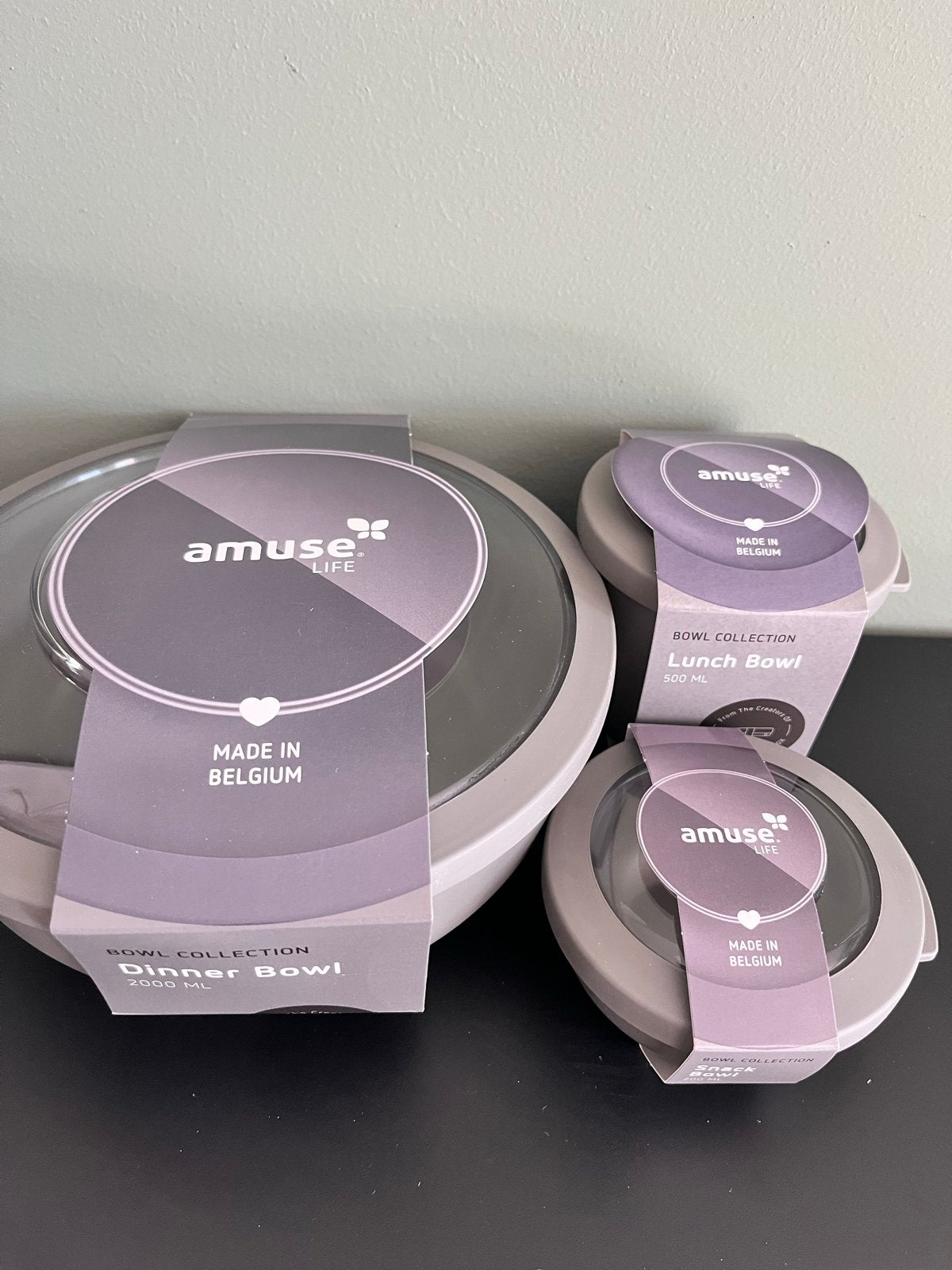 Amuse Life Lunchboxen Grijs - Set van 3, Kunststof, Nieuw, Ophalen of Verzenden, Broodtrommel