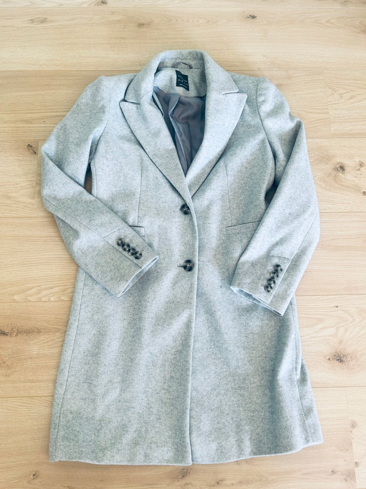 Mooie lange Jas maat 32/34, Ophalen of Verzenden, Zo goed als nieuw, Maat 34 (XS) of kleiner, Grijs