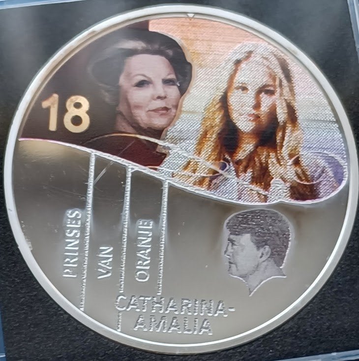 Penning Prinses Catharine-Amalia & Prinses Beatrix, Postzegels en Munten, Penningen en Medailles, Verzenden, Overige materialen