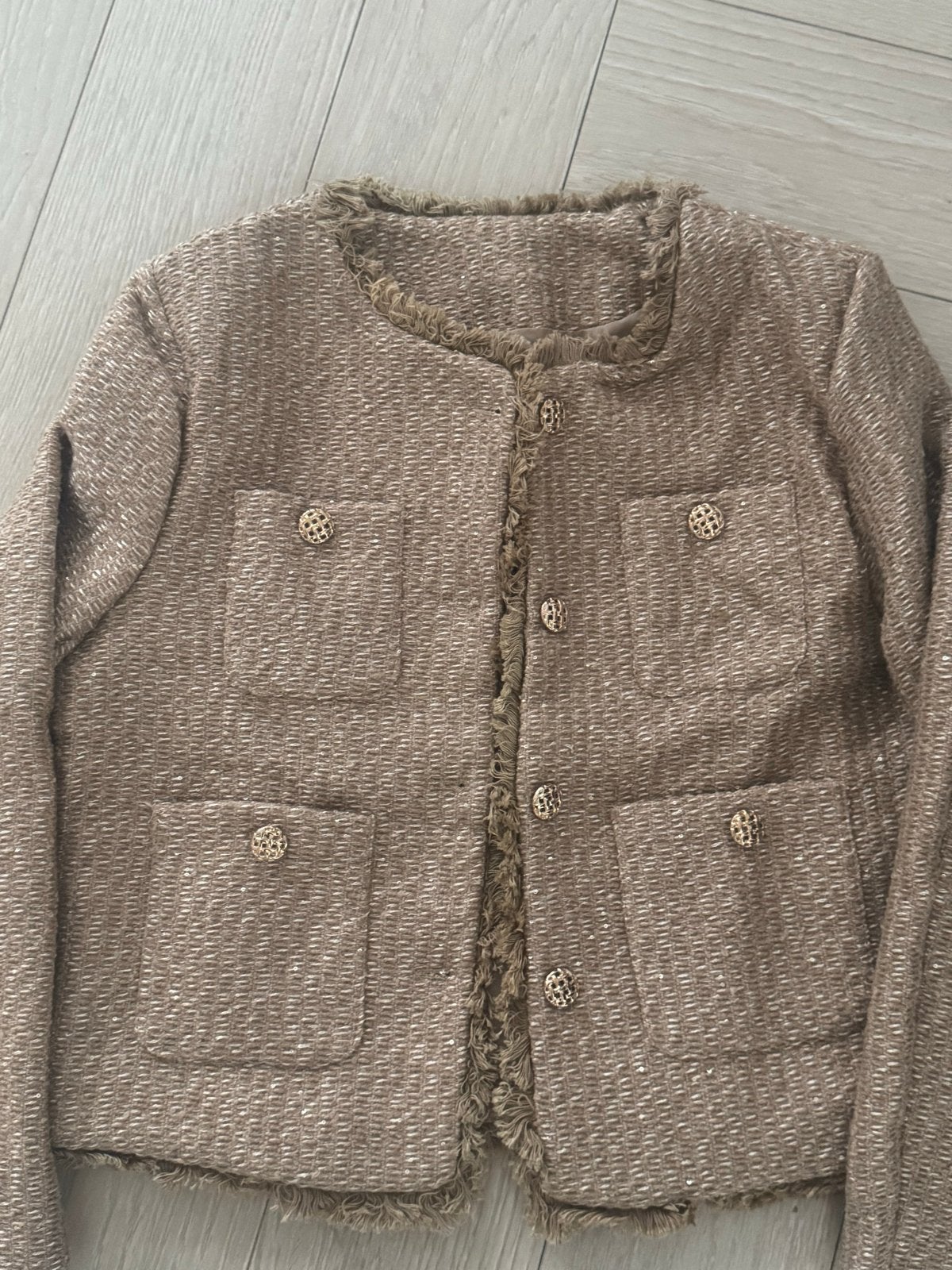 Mango Tweed Jasje Maat M & L, Maat 38/40 (M), Beige, Ophalen of Verzenden, Zo goed als nieuw