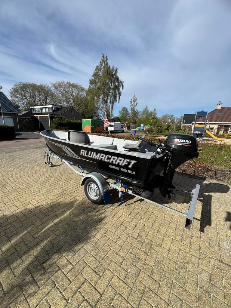 Alumacraft v14 suzuki 20pk nette trailer, 10 tot 30 pk, Aluminium, Ophalen of Verzenden, Zo goed als nieuw
