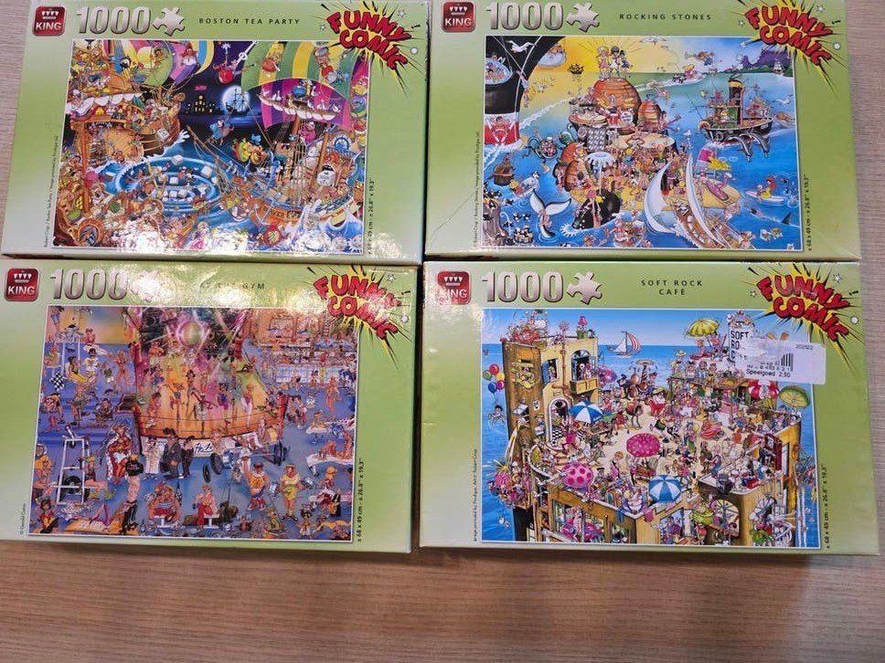 12 King Funny Comic Puzzels 1000 stukjes, Ophalen of Verzenden, 500 t/m 1500 stukjes, Gebruikt, Legpuzzel
