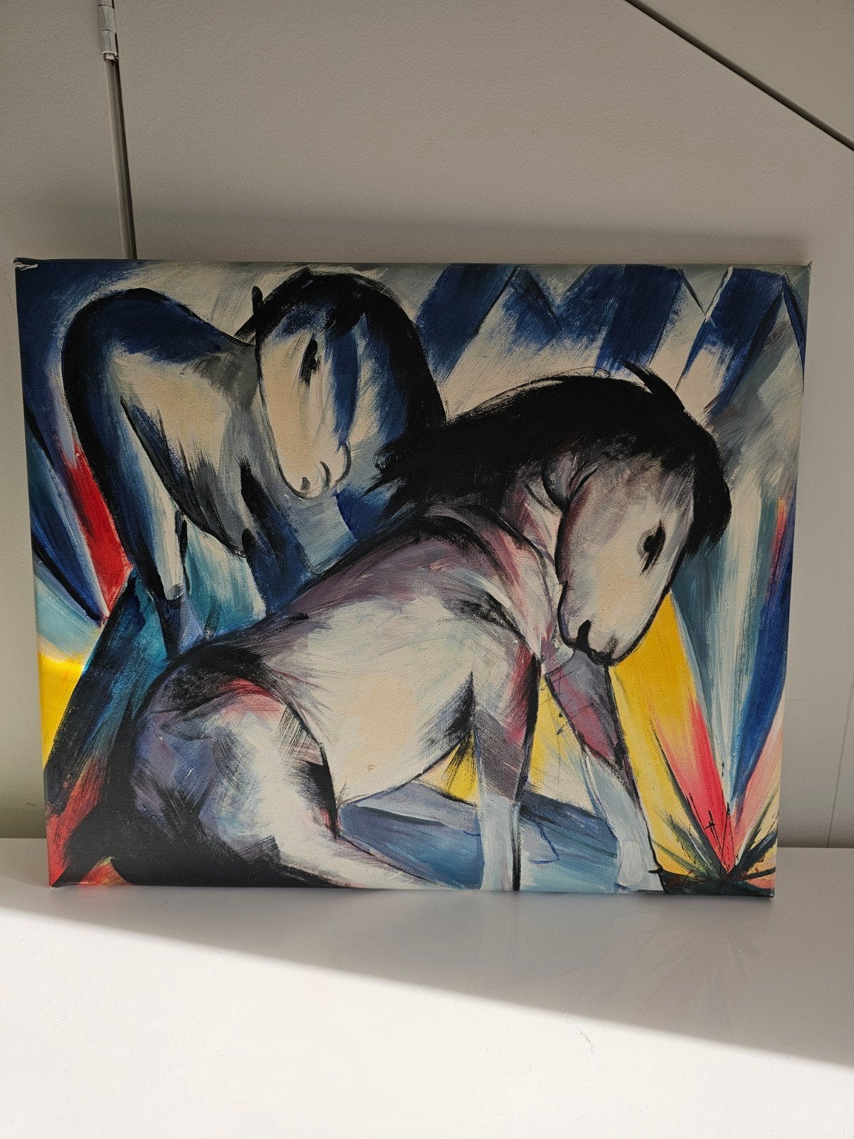 reproduktie Franz Marc 50x60 cm, Op houten frame, Ophalen of Verzenden, Dieren, Olieverf