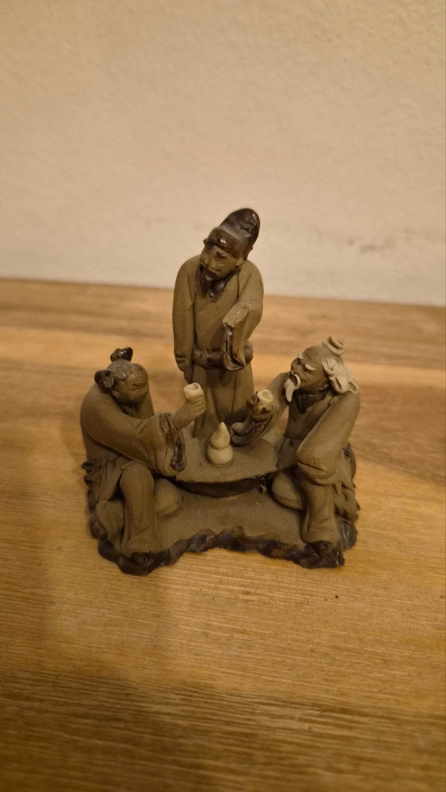 Vintage Chinees mudman beeld – 3 wijzen aan tafel, Ophalen of Verzenden, Gebruikt