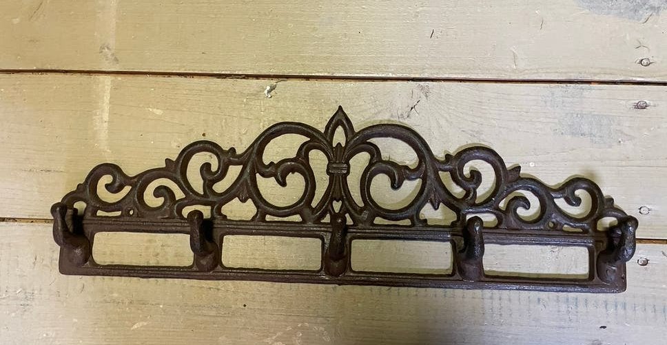 Decoratieve gietijzeren kapstok met 5 haken, Huis en Inrichting, Woonaccessoires | Kapstokken, Ophalen of Verzenden, Gebruikt