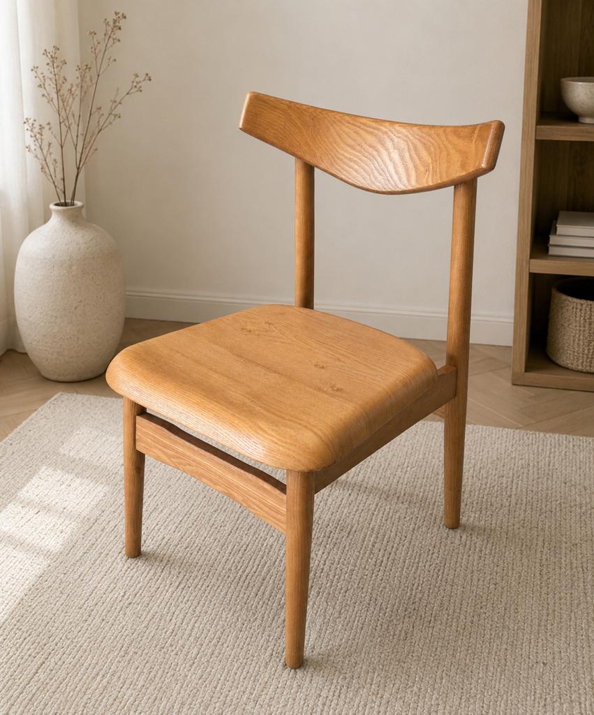 Zara Home - massief houten eetkamerstoel - retro, Huis en Inrichting, Stoelen, Zo goed als nieuw, Eén, Hout, Bruin, Ophalen