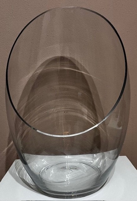 Decoratie ovale vaas voor relatiegeschenkjes of drijfkaarsen, Ophalen of Verzenden, Zo goed als nieuw, Overige kleuren, Glas