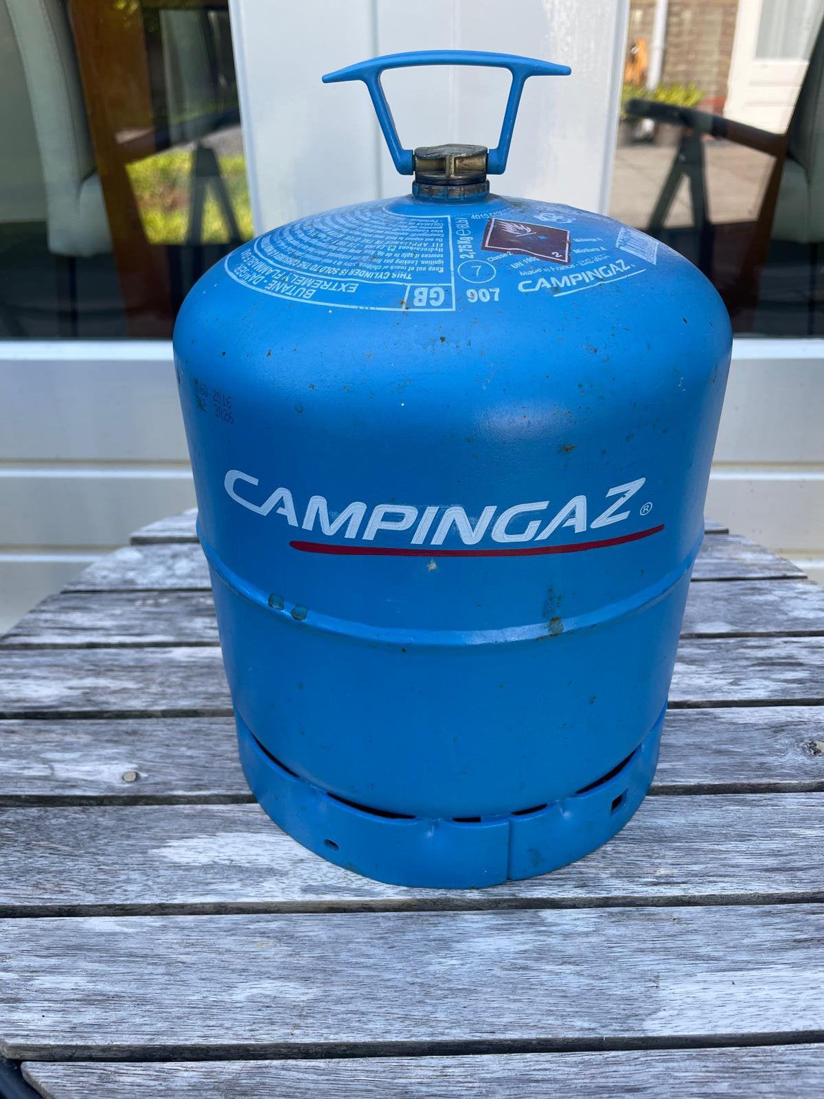 Campingaz 907 lege butaanfles, Ophalen, Zo goed als nieuw
