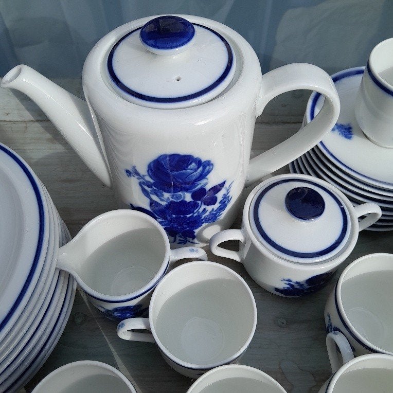 Koffie/ontbijtservies Mosa Blue Roses, voor Douwe Egberts, Huis en Inrichting, Keuken | Servies, Gebruikt, Overige typen, Ophalen of Verzenden