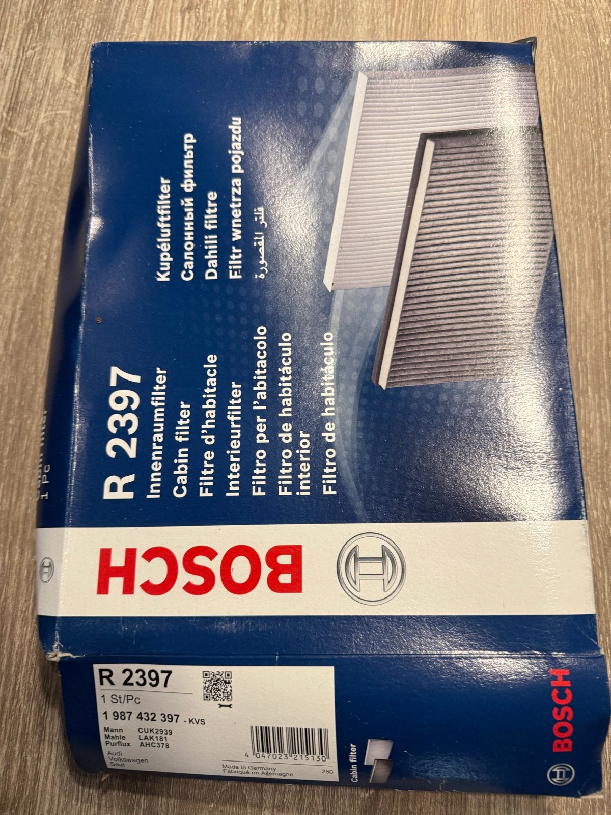 Bosch R2397 Interieurfilter - Nieuw in doos, Ophalen of Verzenden, Nieuw, Volkswagen