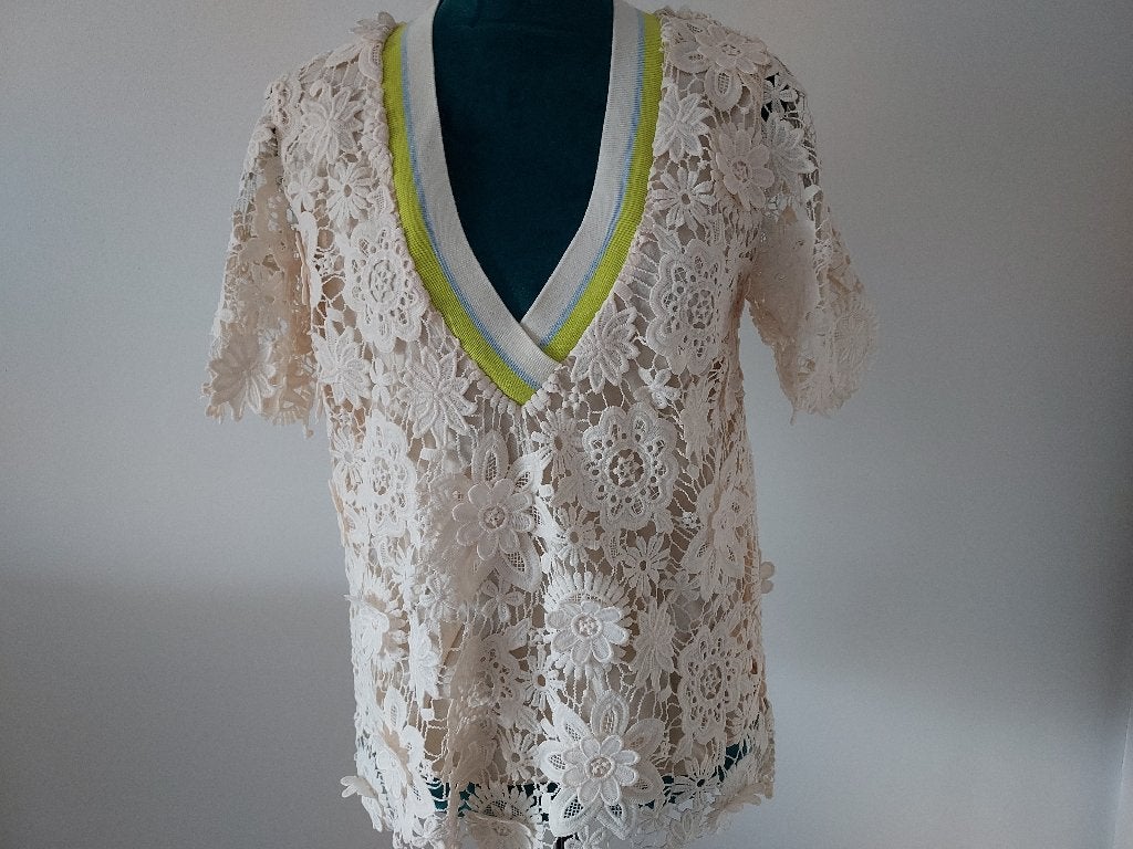 MY TWIN TWINSET Simona Barbieri top M kant kleur beige, Kleding | Dames, Maat 38/40 (M), Twinset, Verzenden, Beige