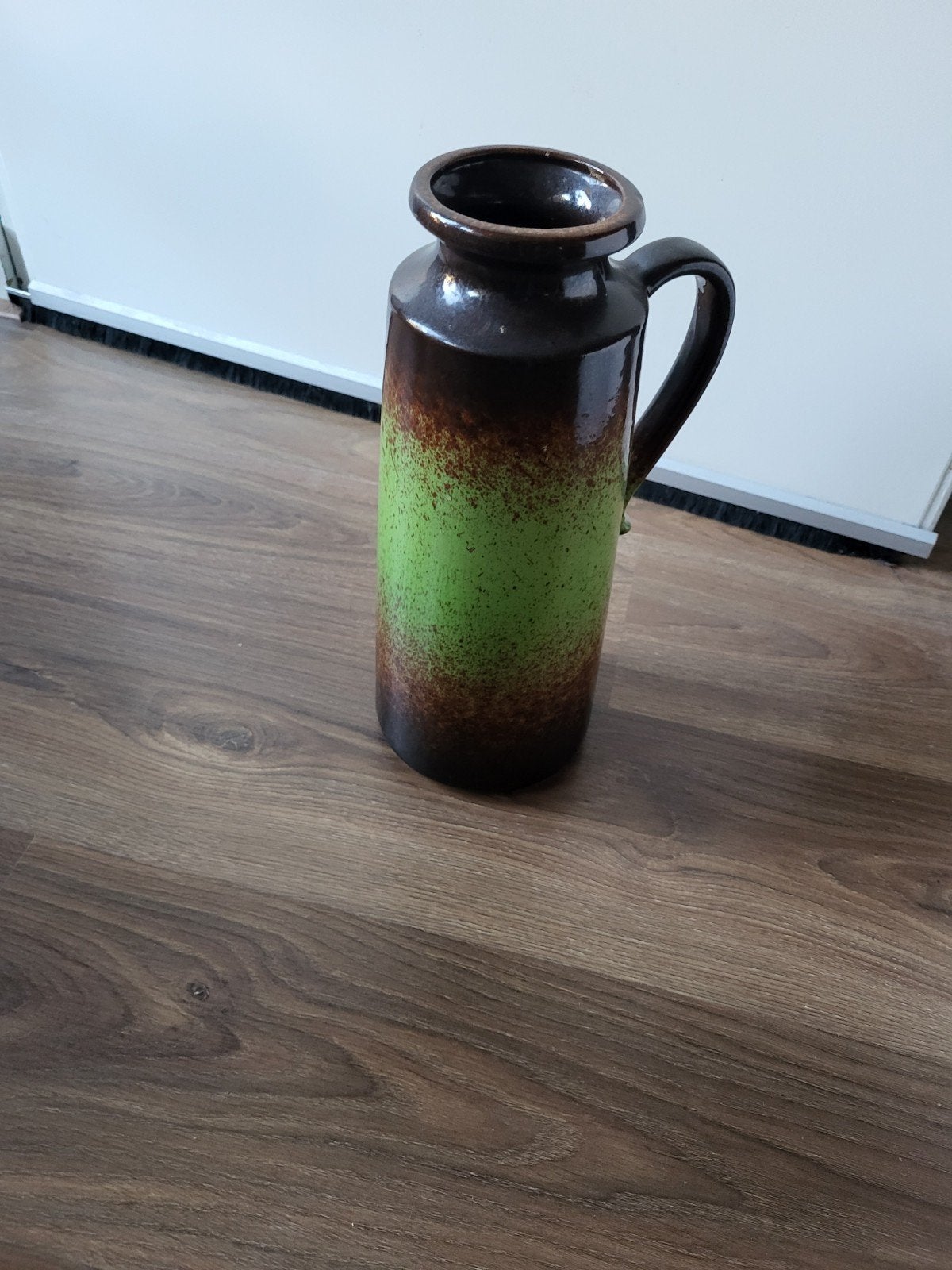 Vintage Scheurich Keramiek Vaas 401-35 Groen Bruin, Ophalen