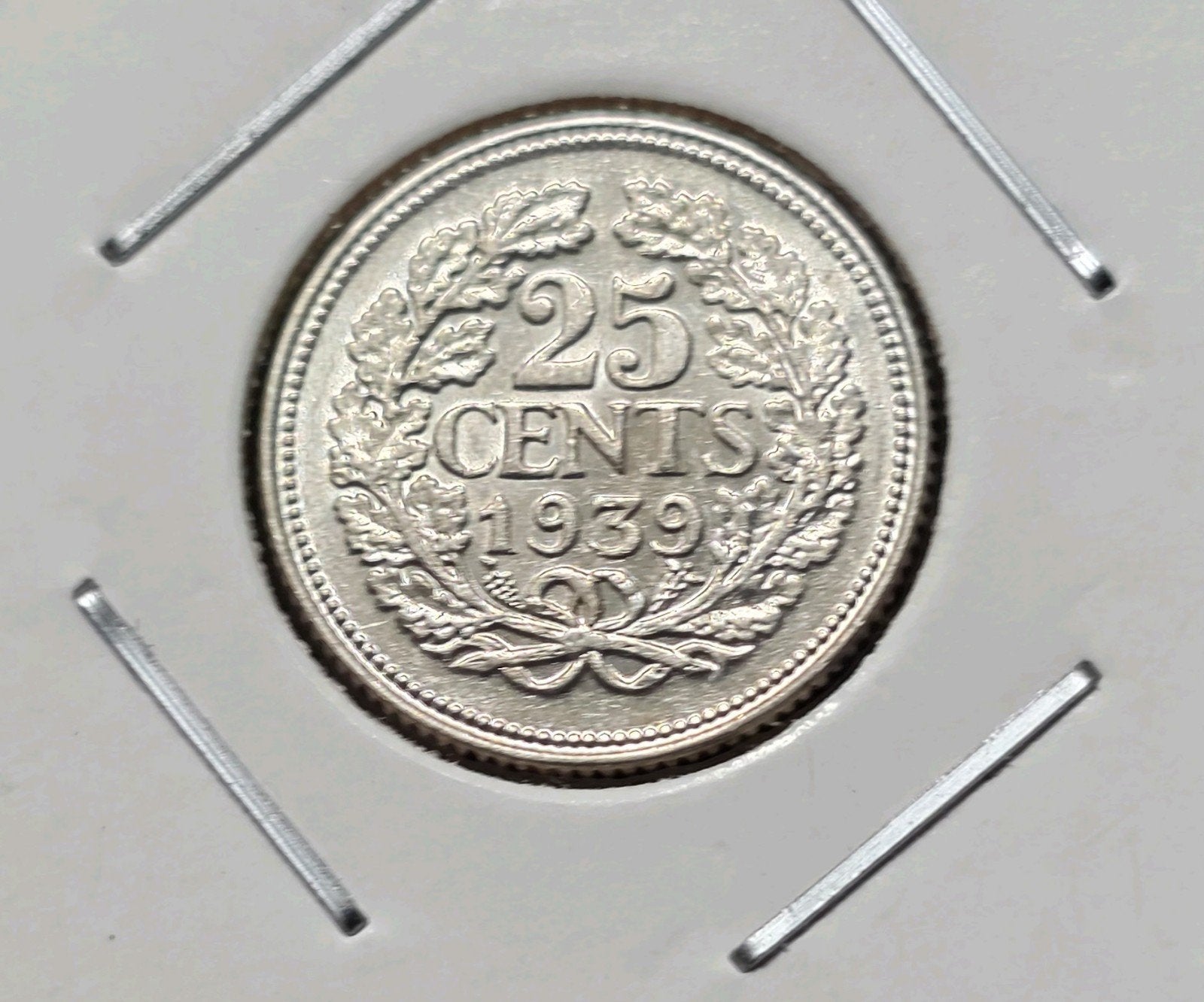 25 cent 1939 Nederland Wilhelmina, Verzenden, Zilver, 25 cent, Koningin Wilhelmina