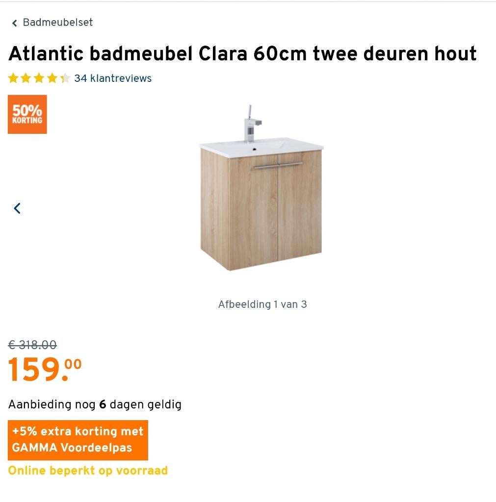 bad mmeubel nog in doos, Nieuw, Minder dan 100 cm, Wasbak of Wastafel, 25 tot 50 cm
