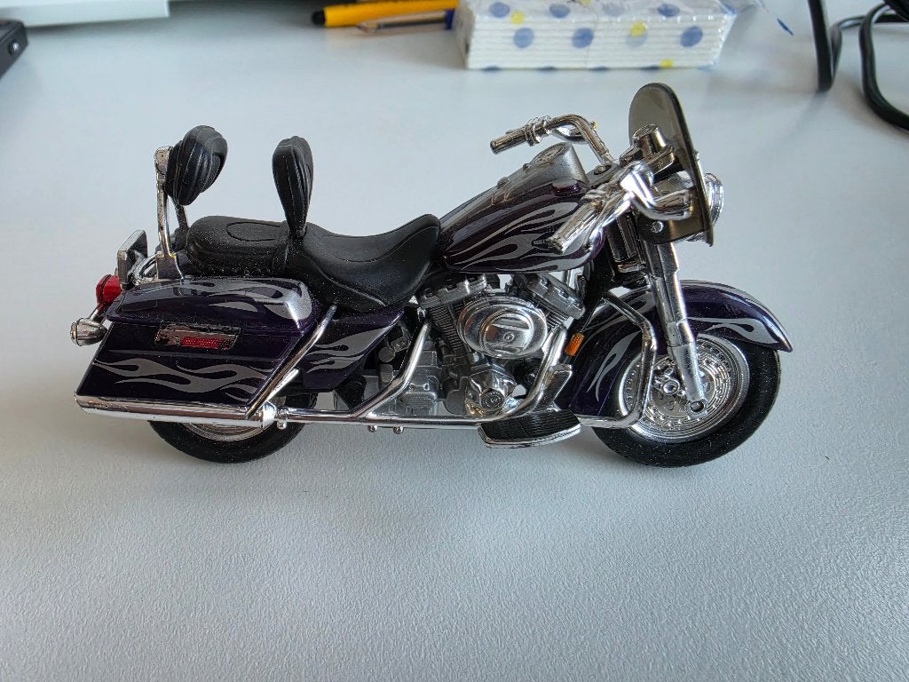 Harley davidson met koffers 1/18, Ophalen of Verzenden, Gebruikt, Auto, Maisto