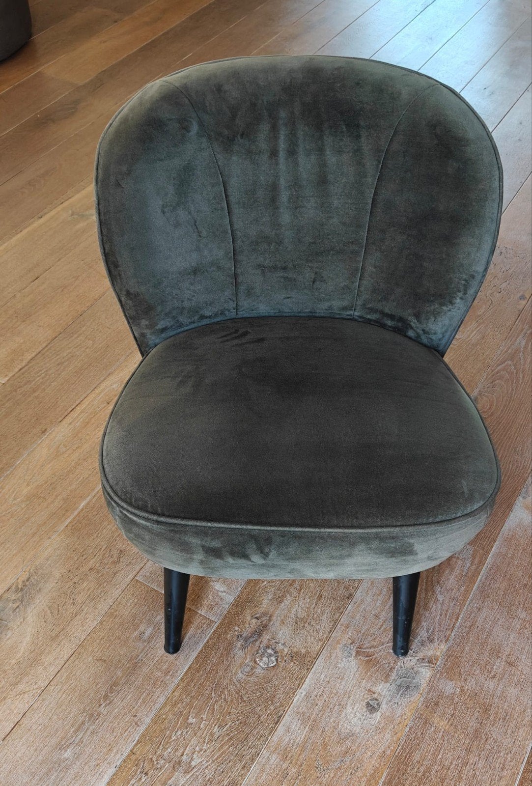 Woood fauteuil Sara met poef donkergroen (als set), Ophalen, Overige kleuren, Zo goed als nieuw, Eén