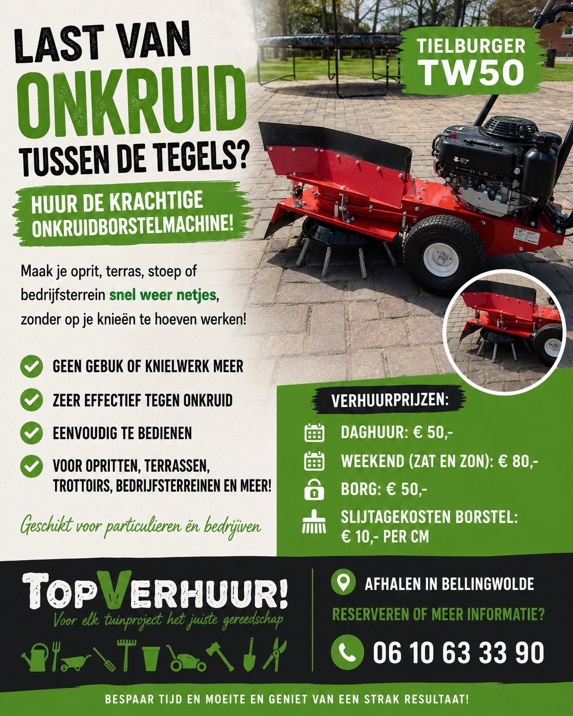 Onkruidborstelmachine te huur – Snel onkruid verwijderen!