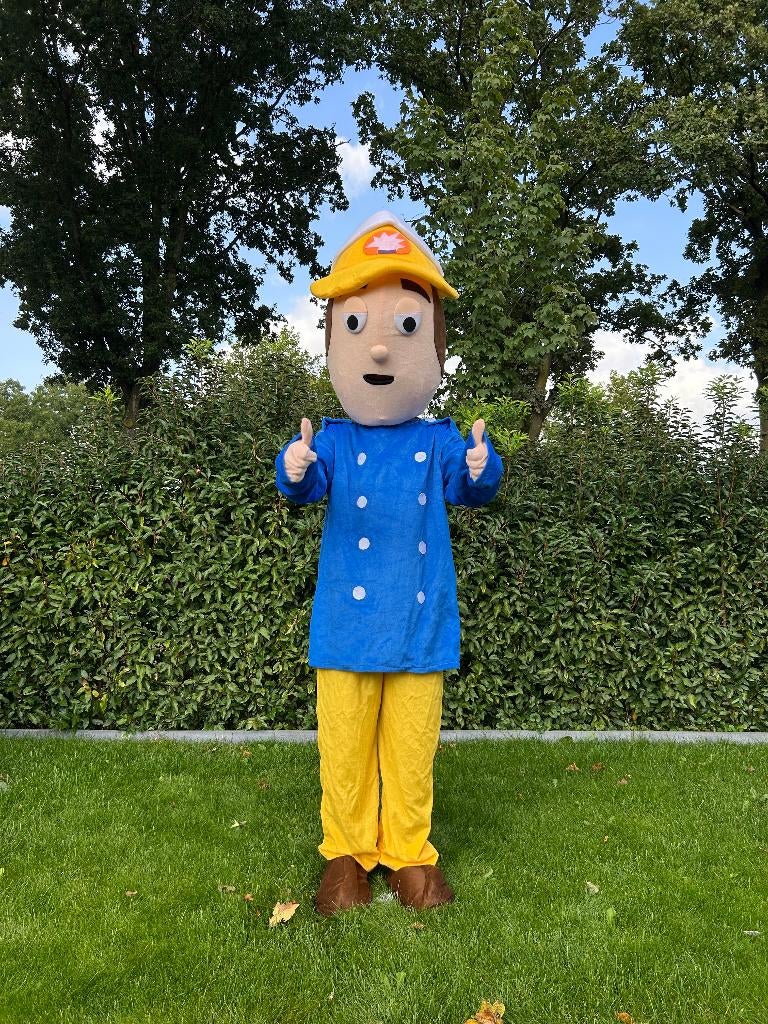 Te Huur: Brandweerman Sam Kostuum, Mascotte, Verkleedkleding, Ophalen of Verzenden, Zo goed als nieuw, Verjaardag