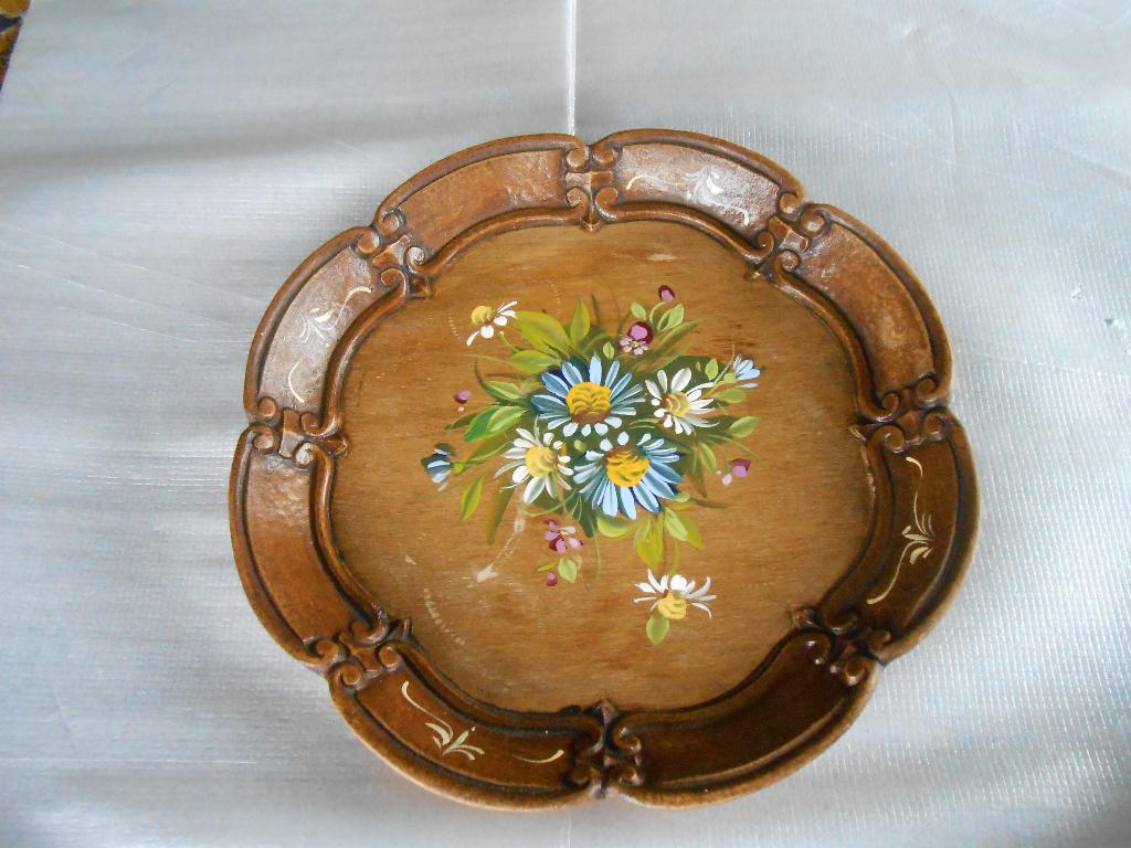Houten dienblad met bloemen-decoratie Allgäuer Holzstad, Ophalen