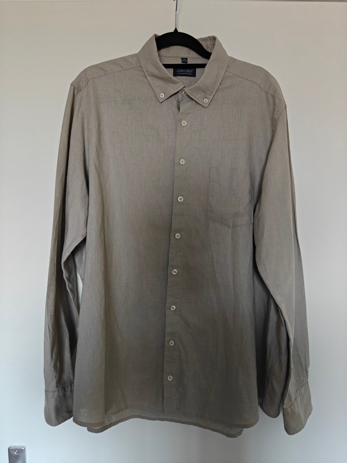 John Cabot heren overhemd linnenblend maat XXL, Beige, Ophalen of Verzenden, Overige halswijdtes, John Cabot