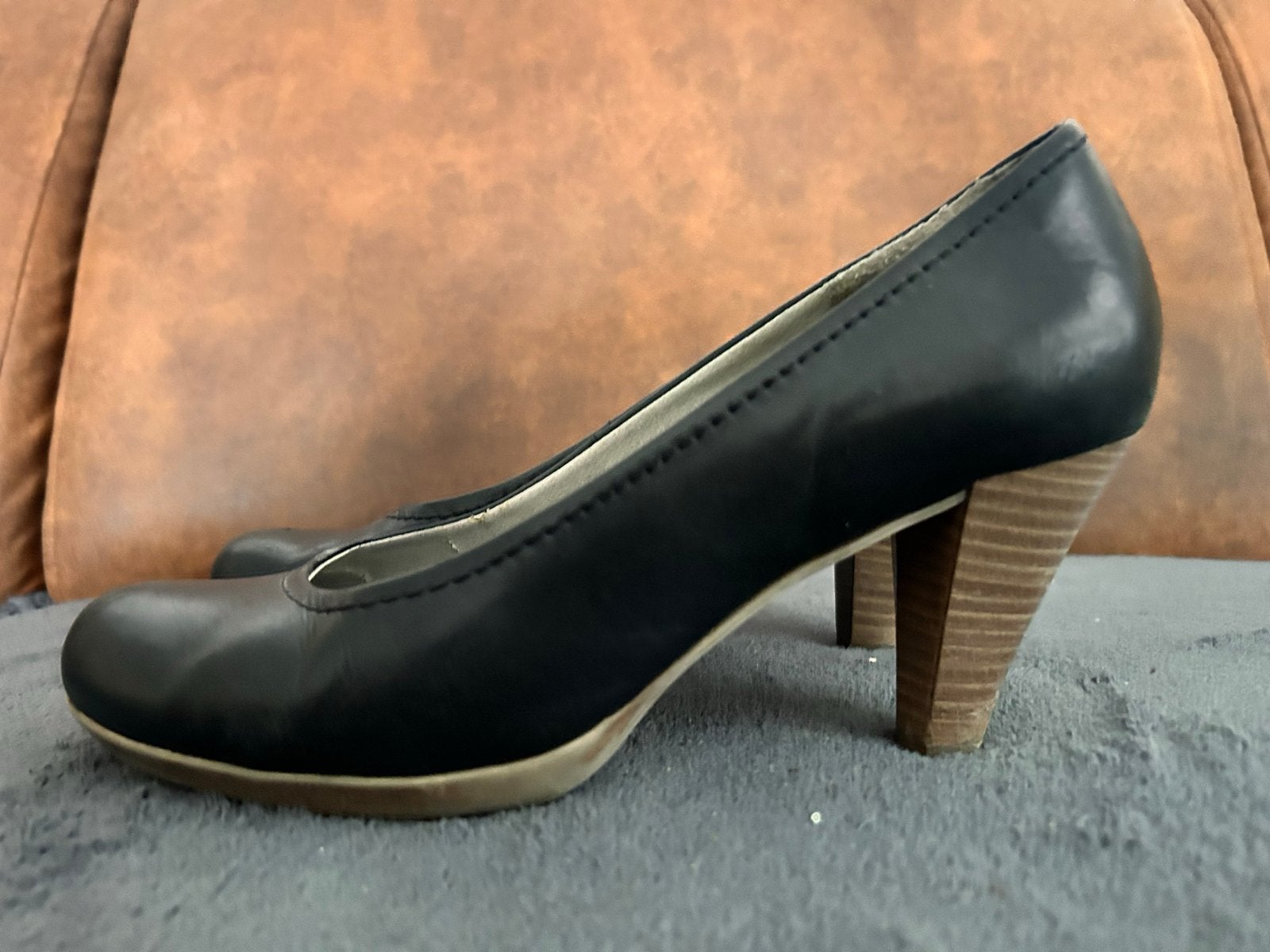 No Stress Zwarte leren pumps - Maat 40, Ophalen of Verzenden, Gedragen, Zwart, Pumps