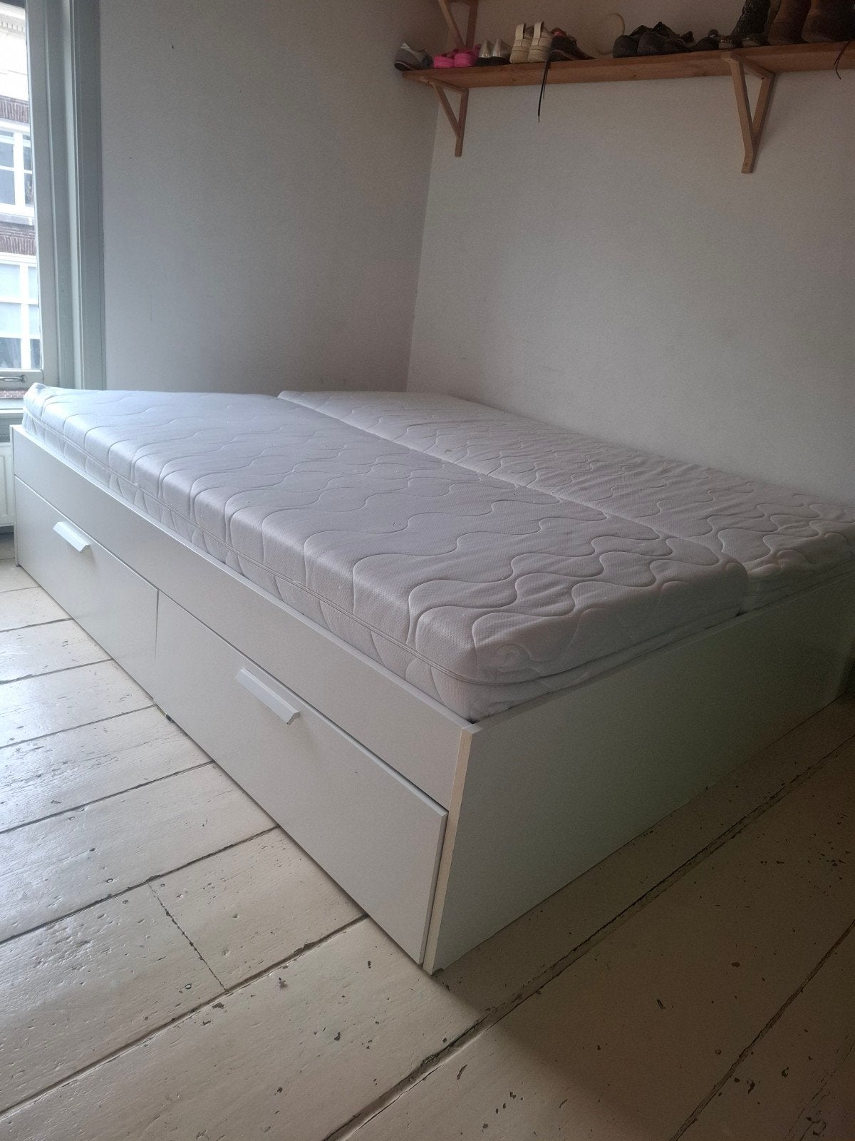 IKEA Brimnes bed 180x200, Ophalen, Gebruikt, Wit, Tweepersoons
