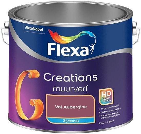 Flexa - Creations Muurverf Zijdemat - Vol Aubergine, Ophalen, Overige kleuren, Nieuw, Verf