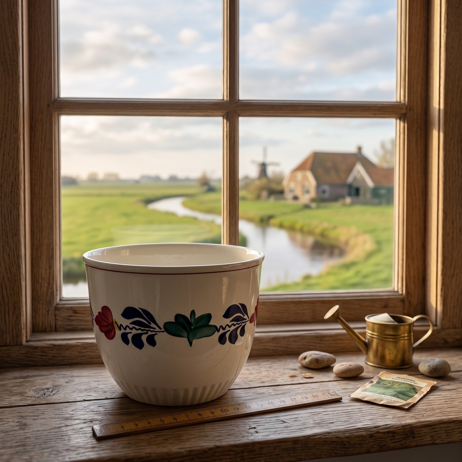 Boerenbont bloempot doorsnede 18cm, Div, Ophalen of Verzenden, Zo goed als nieuw, Bord(en)