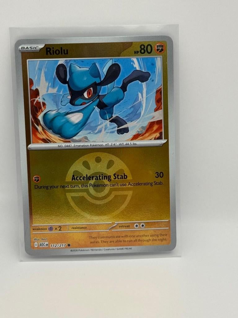 Riolu [Ball] #112 Pokemon Ascended Heroes, Verzenden, Nieuw, Losse kaart, Foil