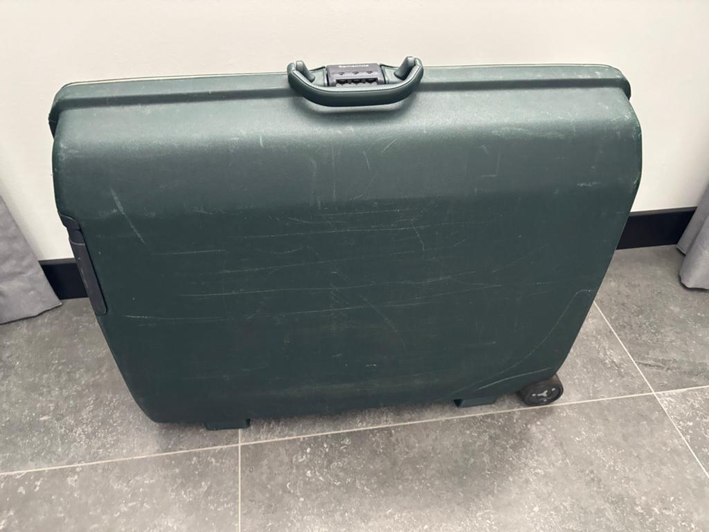 Samsonite Groene Koffer met Wieltjes en Slot, Gebruikt, Hard kunststof, 45 tot 55 cm, Slot