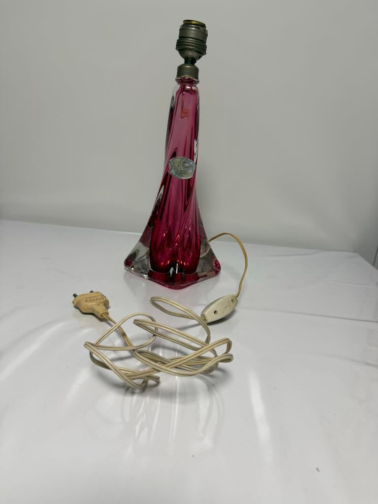 Originele Val Saint Lambert lampvoet, roze kristal, Ophalen of Verzenden