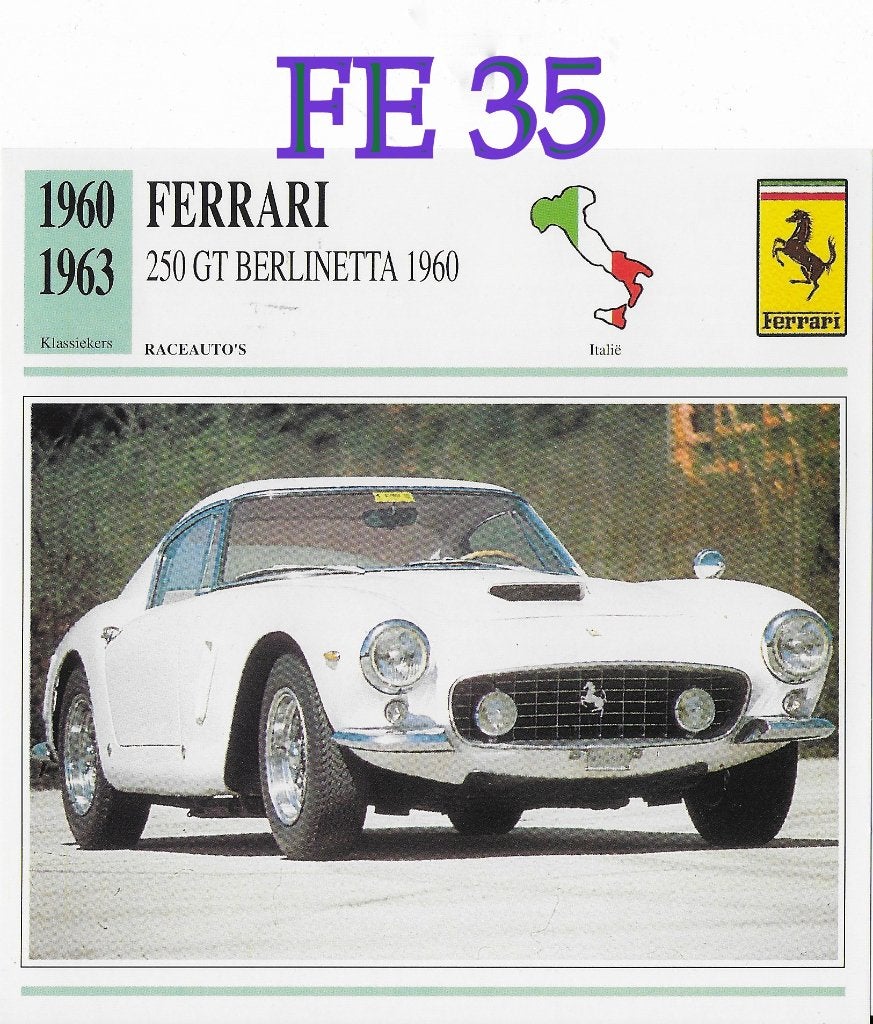 Fe35 autokaart ferrari 250 gt berlinetta 1960 ( 1960 - 1963, Ophalen of Verzenden, Zo goed als nieuw, Auto's