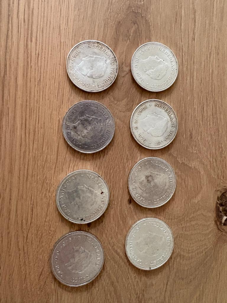 8 zilveren tientjes/ mogen ook ps weg, Ophalen of Verzenden, Koningin Juliana, 10 cent, Setje