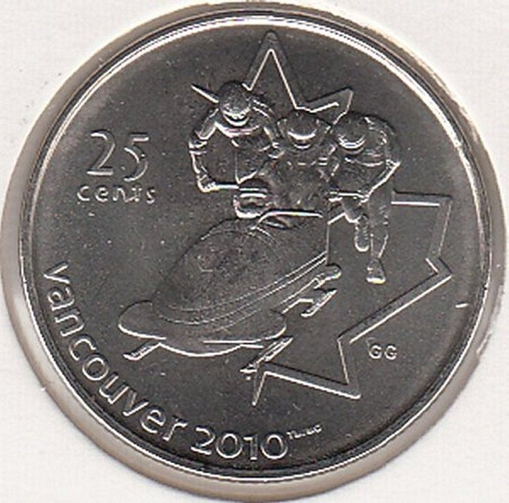 Canada 25 cent 2008 Olympic Games Vancouver, Bobsleeën, Postzegels en Munten, Ophalen of Verzenden, Noord-Amerika, Losse munt