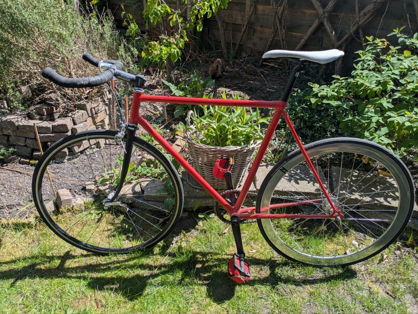 Fixie Fiets - Rood & Zwart met voorrem, Fietsen en Brommers, 28 inch, Gebruikt, Staal, 53 tot 57 cm