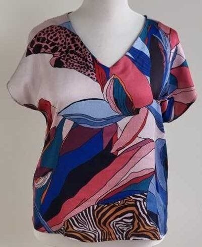 Cassis zwart/gekleurde blouse shirt/blouse mt. XL, Kleding | Dames, Blouses en Tunieken, Maat 46/48 (XL) of groter, Ophalen of Verzenden