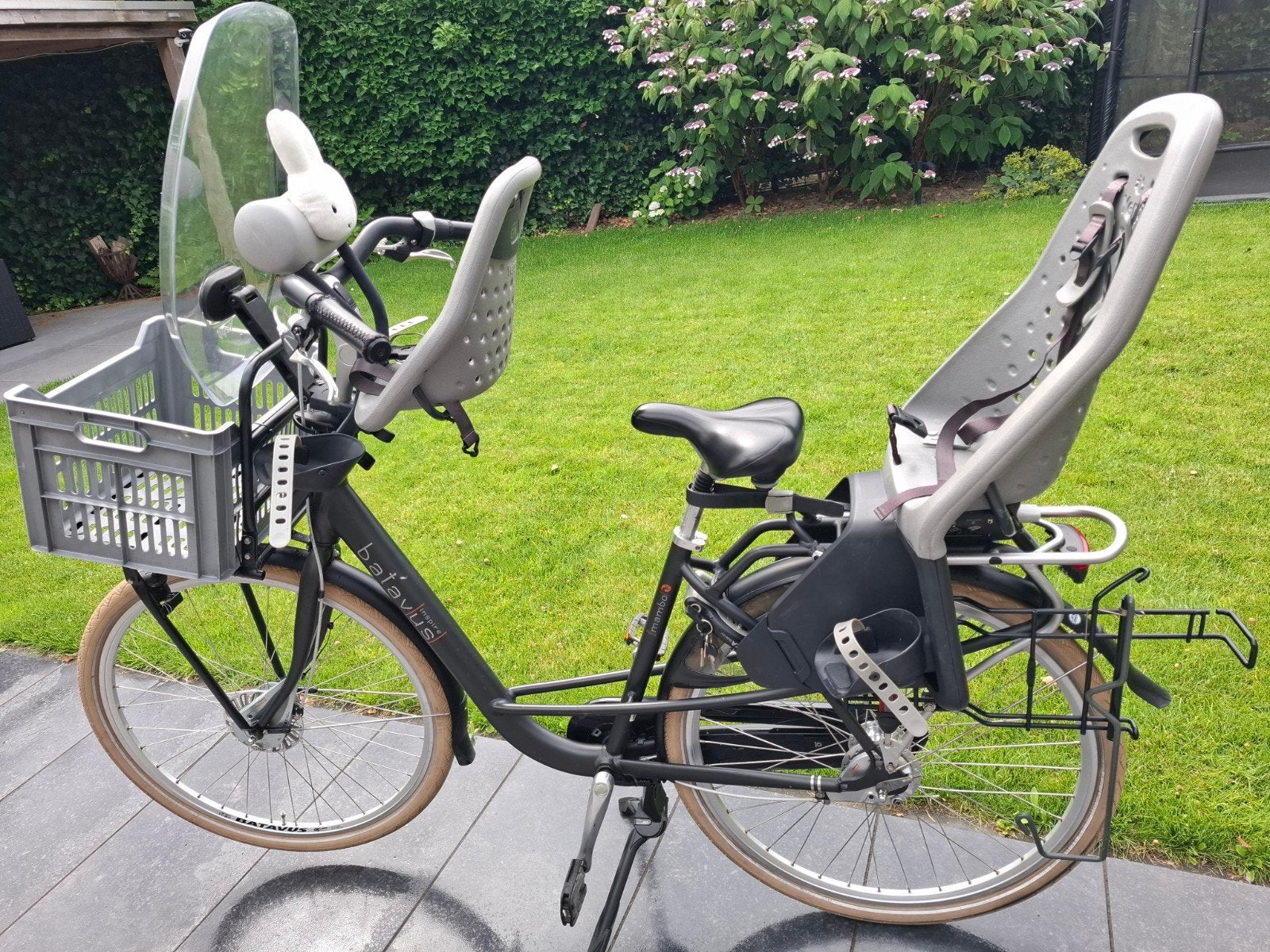 Batavus Mambo Inspire moederfiets met Yepp stoeltjes, Ophalen, 2 zitjes, Gebruikt, Velgrem