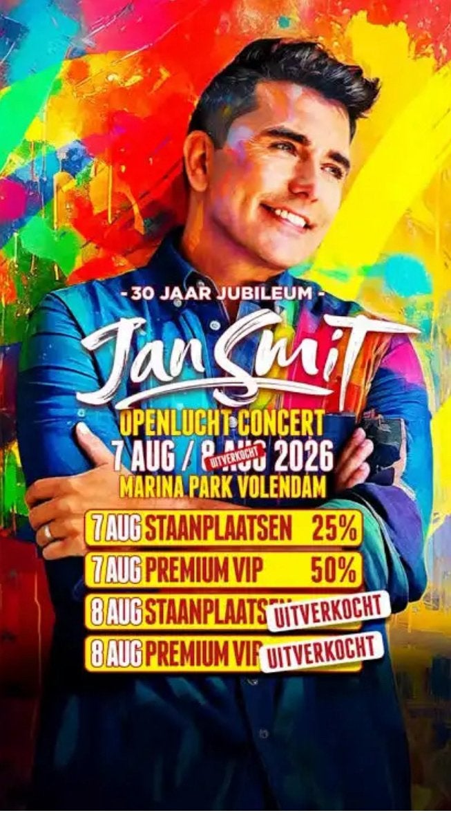 Jan smit Vrijdag 7 augustus 2 tickets, Tickets en Kaartjes, Evenementen en Festivals, Twee personen